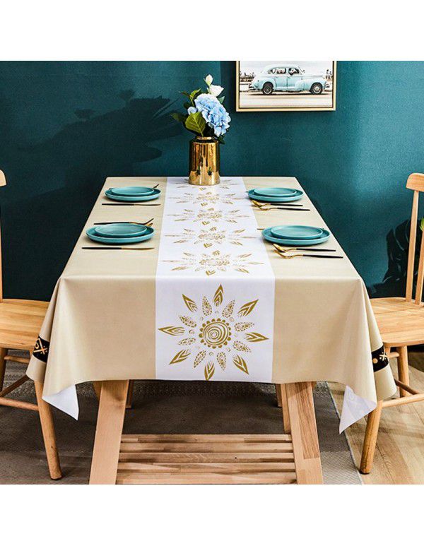 PVC tablecloth waterproof, oil proof, scald proof and wash free tablecloth rectangular household tablecloth tea table cloth table mat desk 