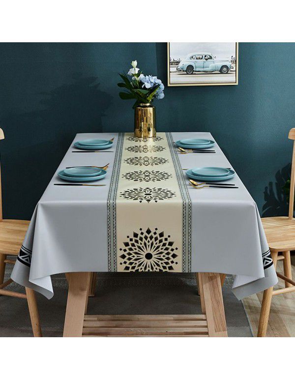 PVC tablecloth waterproof, oil proof, scald proof and wash free tablecloth rectangular household tablecloth tea table cloth table mat desk 