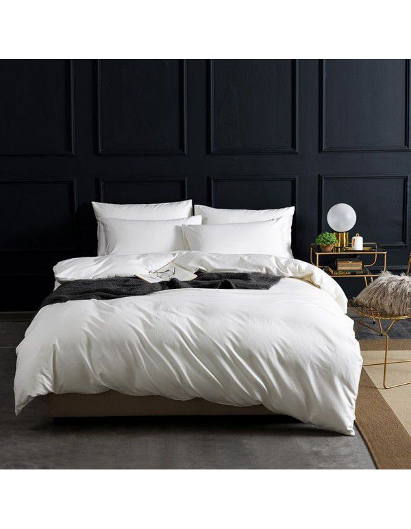 Cross border American Amazon Cotton 60 Thread Count Solid Color Duvet Cover Three Piece Set Simple Soft Cotton Bedding