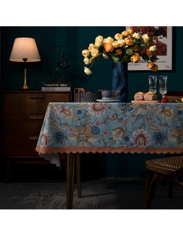 Manufacturer wholesale tablecloth waterproof, anti scalding, anti oil, no washing tablecloth rectangular American retro pastoral luxury 