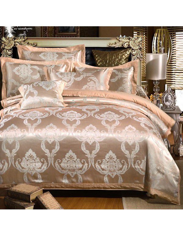 Cotton four piece set of court jacquard embroidered Satin four piece set of European luxury wedding bedding group purchase manufacturer direct supply 