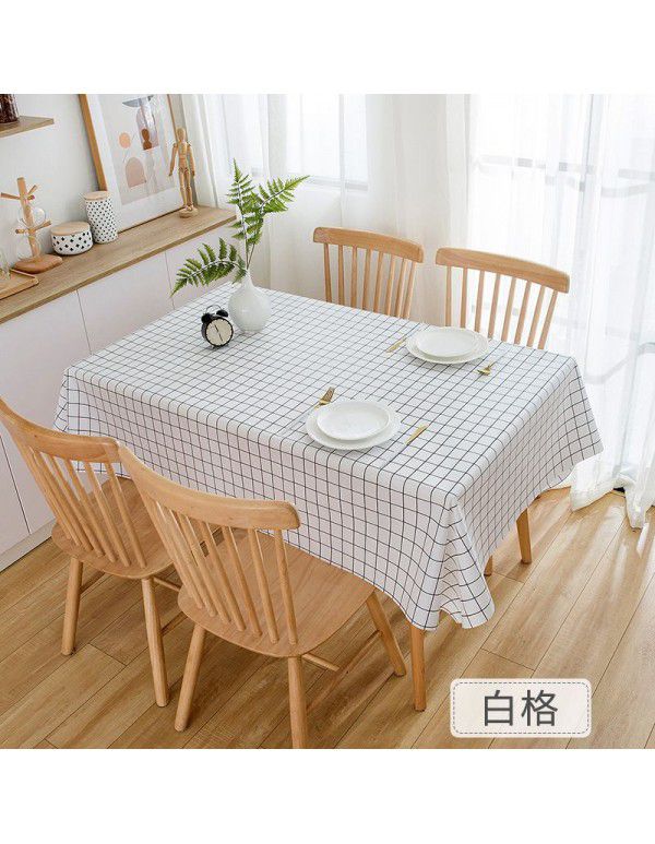 PEVA Nordic style black-and-white Plaid tablecloth waterproof, oil-proof and wash free tablecloth ins waterproof tea table cloth wholesale 