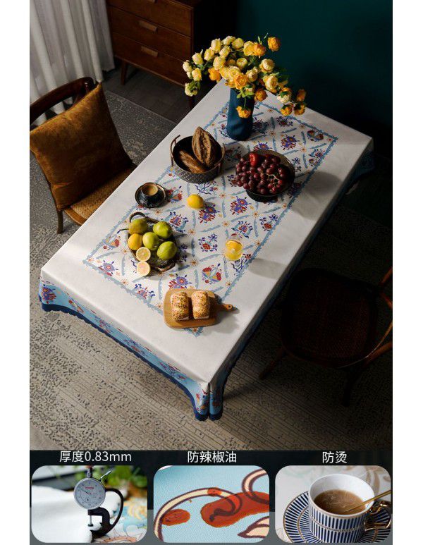 Manufacturer wholesale tablecloth waterproof, anti scalding, anti oil, no washing tablecloth rectangular American retro pastoral luxury 