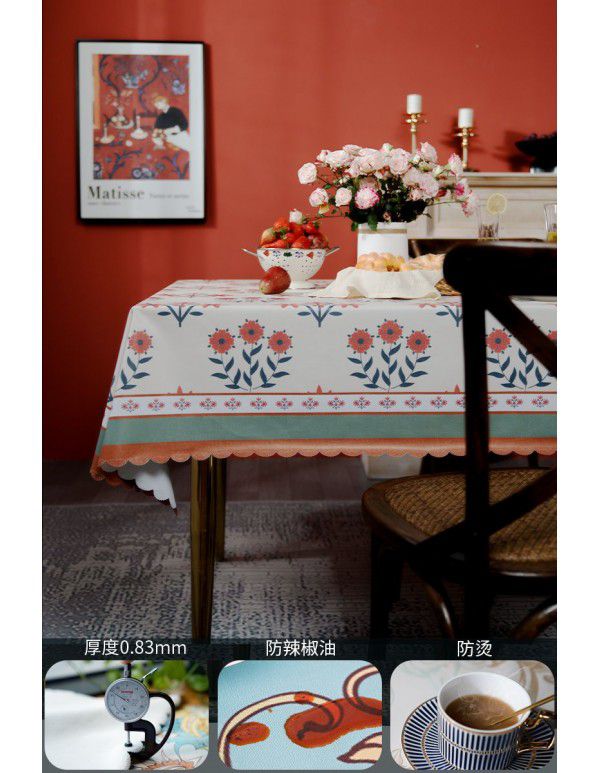 Manufacturer wholesale tablecloth waterproof, anti scalding, anti oil, no washing tablecloth rectangular American retro pastoral luxury 