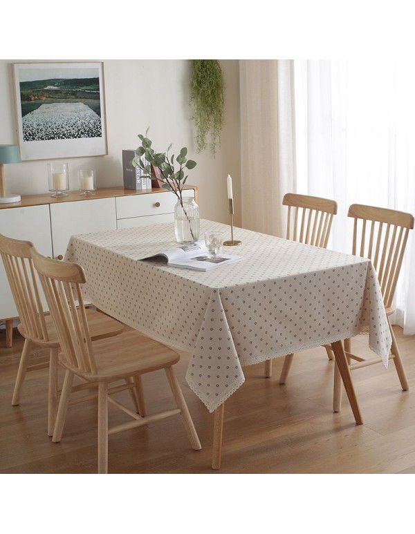 Yidian cotton and linen candy colored cloth lace dinner table Japanese rectangular table cloth household tea table cloth wholesale