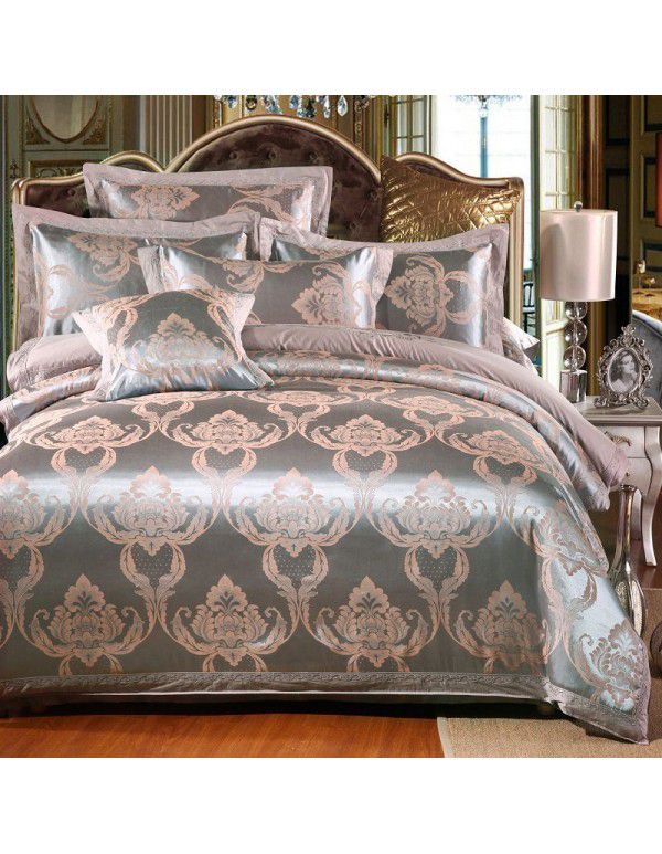 Cotton four piece set of court jacquard embroidered Satin four piece set of European luxury wedding bedding group purchase manufacturer direct supply 