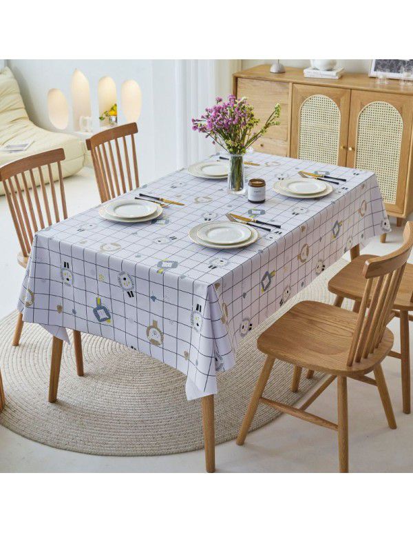 Simple dining table cloth, waterproof, oil proof, hot proof, wash free pvc household tea table cloth, rectangular student ins desk mat