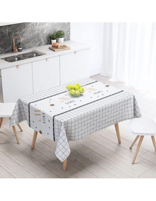 Nordic tablecloth cloth art waterproof anti scald anti oil wash free tea table table cloth desk ins student tablecloth PVC net red 