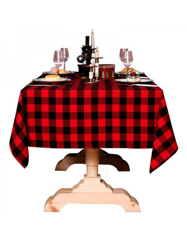 Christmas Red Black Plaid tablecloth rectangular holiday party decorative tablecloth polyester cotton black and white round tablecloth 