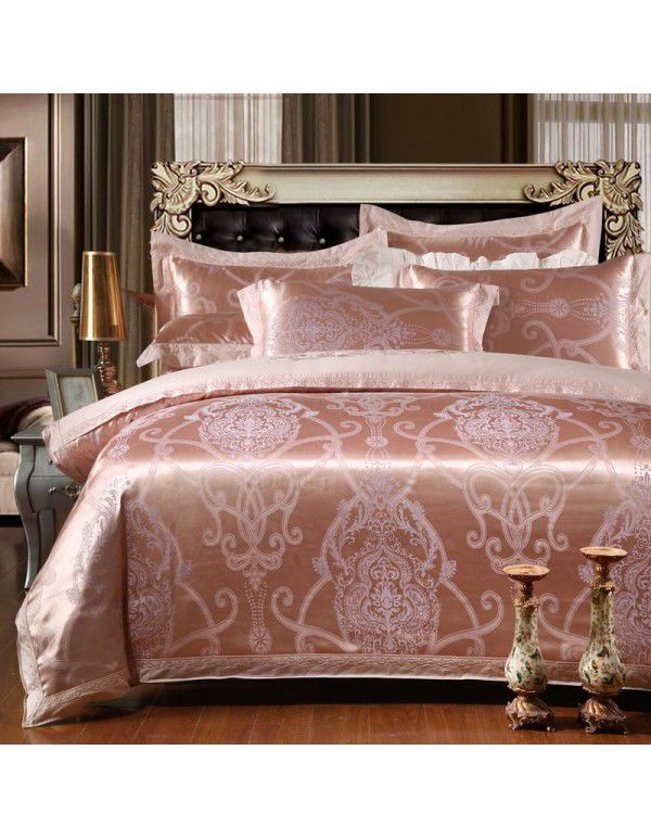 Cotton four piece set of court jacquard embroidered Satin four piece set of European luxury wedding bedding group purchase manufacturer direct supply 