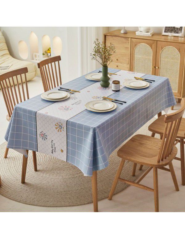 Simple dining table cloth, waterproof, oil proof, hot proof, wash free pvc household tea table cloth, rectangular student ins desk mat