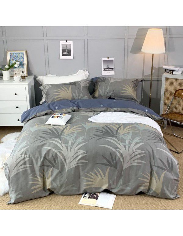 All season cotton fitted sheet Multi specification 4-piece set Reactive printing pastoral set 3-piece bedding