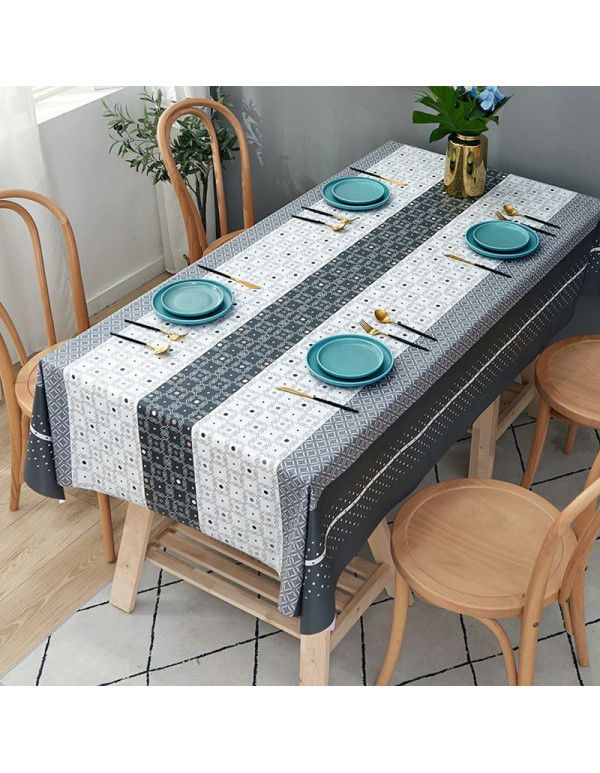 PVC tablecloth waterproof, oil proof, scald proof and wash free tablecloth rectangular household tablecloth tea table cloth table mat desk 