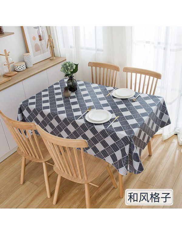 PEVA Nordic style black-and-white Plaid tablecloth waterproof, oil-proof and wash free tablecloth ins waterproof tea table cloth wholesale 