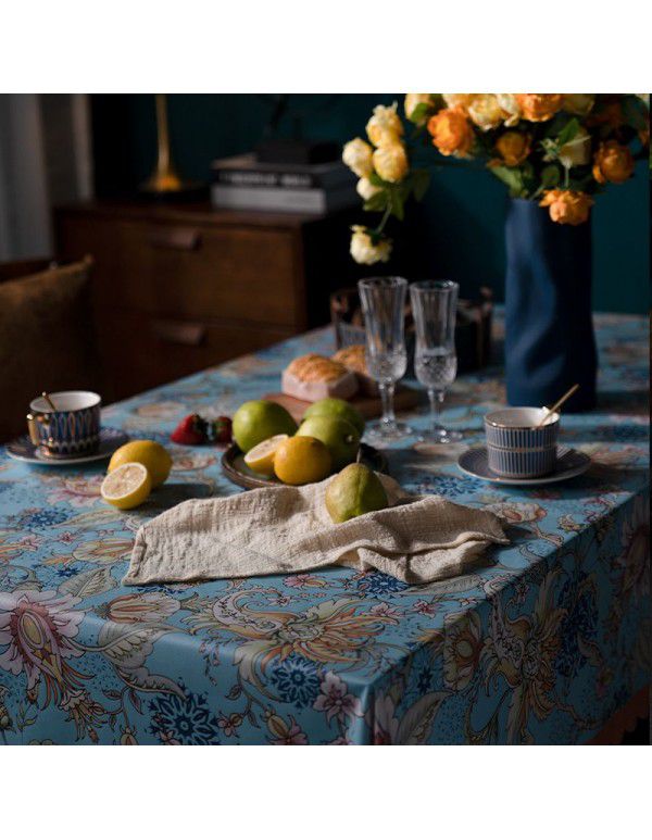 Manufacturer wholesale tablecloth waterproof, anti scalding, anti oil, no washing tablecloth rectangular American retro pastoral luxury 