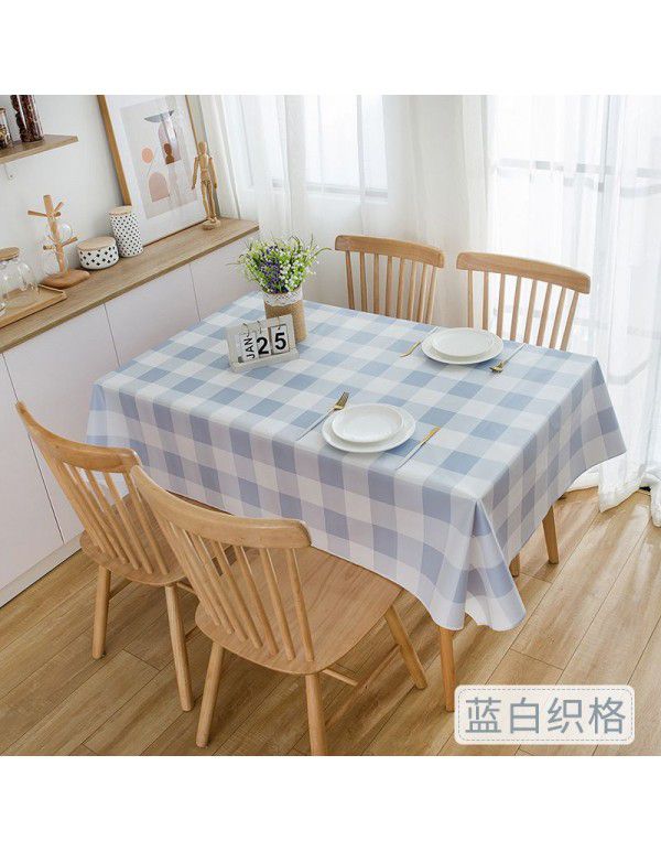 PEVA Nordic style black-and-white Plaid tablecloth waterproof, oil-proof and wash free tablecloth ins waterproof tea table cloth wholesale 