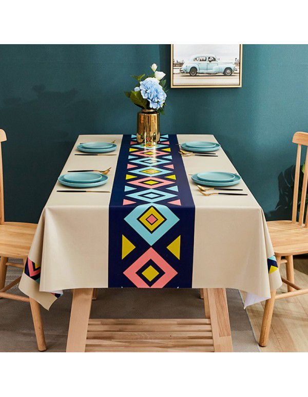 PVC tablecloth waterproof, oil proof, scald proof and wash free tablecloth rectangular household tablecloth tea table cloth table mat desk 