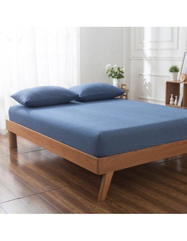 Cotton single fitted sheet washed cotton double bed cover home textile home stay bed bag bedding Simmons protective cover 