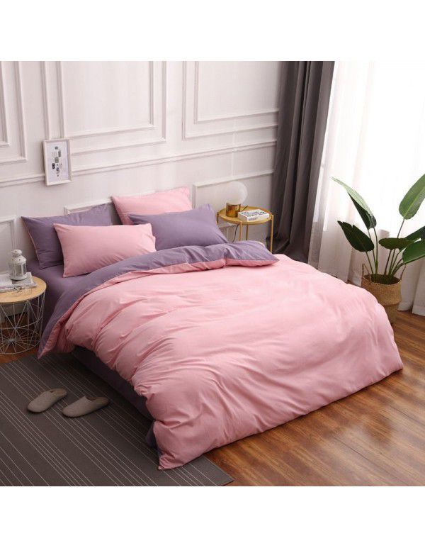 Cross border Amazon European size self-designed solid color bedding quilt cover three piece set 