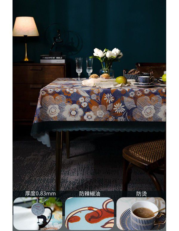 Manufacturer wholesale tablecloth waterproof, anti scalding, anti oil, no washing tablecloth rectangular American retro pastoral luxury 