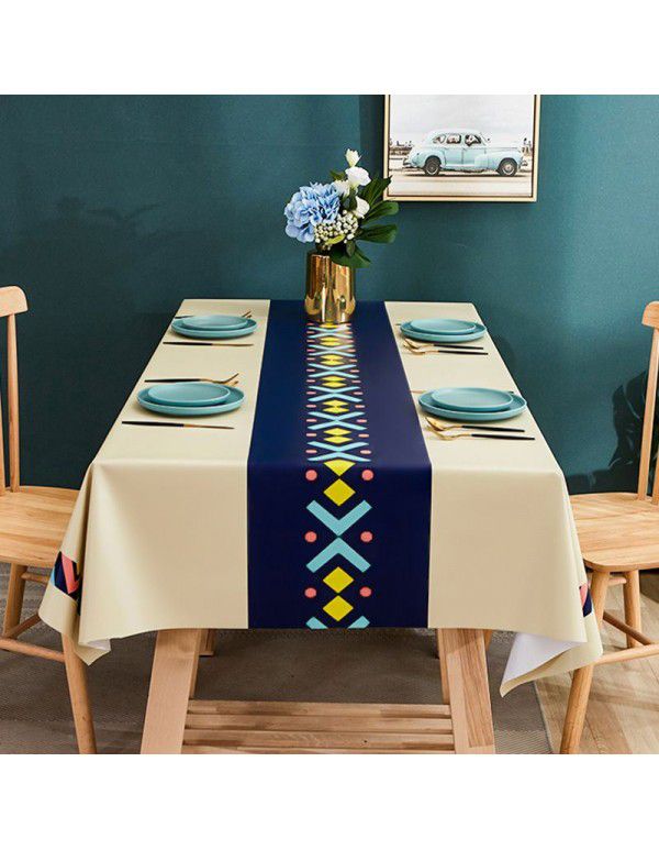 PVC tablecloth waterproof, oil proof, scald proof and wash free tablecloth rectangular household tablecloth tea table cloth table mat desk 