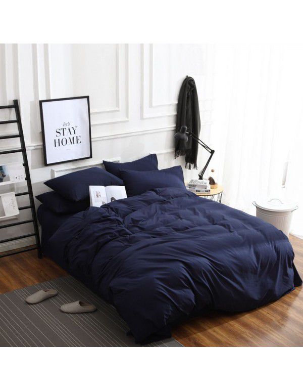 Cross border Amazon European size self-designed solid color bedding quilt cover three piece set 