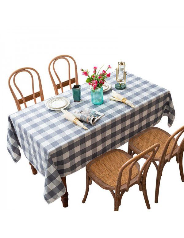 Tablecloth ins modern simple waterproof table table table cloth cotton linen cloth art small fresh lattice tablecloth spot wholesale 