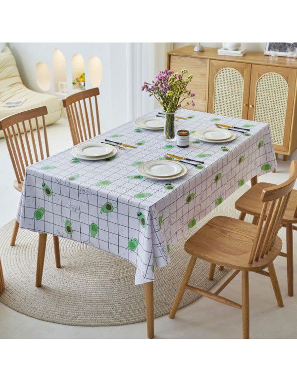 Simple dining table cloth, waterproof, oil proof, hot proof, wash free pvc household tea table cloth, rectangular student ins desk mat