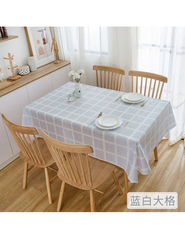 PEVA Nordic style black-and-white Plaid tablecloth waterproof, oil-proof and wash free tablecloth ins waterproof tea table cloth wholesale 