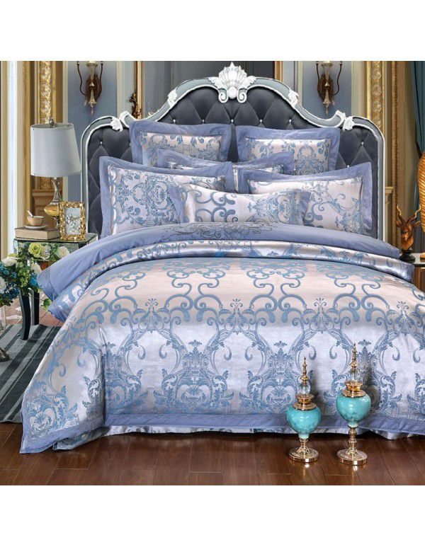 Cotton four piece set of court jacquard embroidered Satin four piece set of European luxury wedding bedding group purchase manufacturer direct supply 