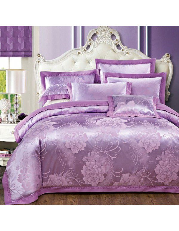 Cotton four piece set of court jacquard embroidered Satin four piece set of European luxury wedding bedding group purchase manufacturer direct supply 