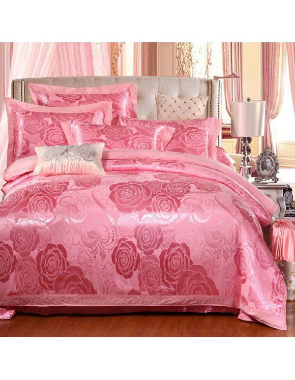 Cotton four piece set of court jacquard embroidered Satin four piece set of European luxury wedding bedding group purchase manufacturer direct supply 