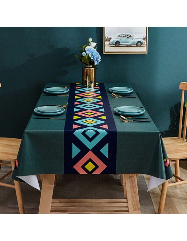 PVC tablecloth waterproof, oil proof, scald proof and wash free tablecloth rectangular household tablecloth tea table cloth table mat desk 