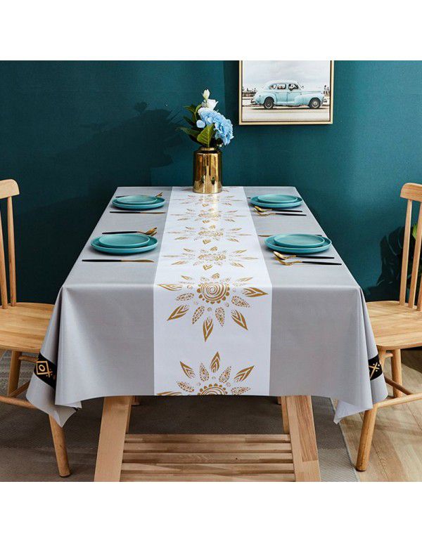 PVC tablecloth waterproof, oil proof, scald proof and wash free tablecloth rectangular household tablecloth tea table cloth table mat desk 