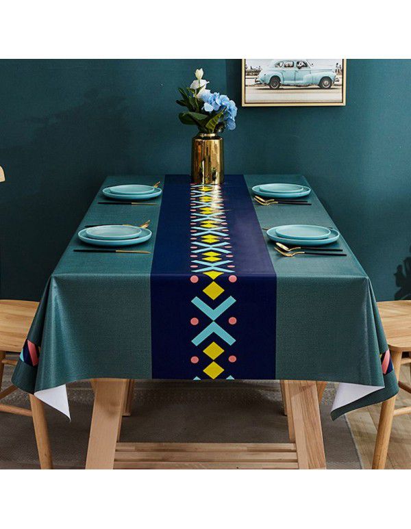 PVC tablecloth waterproof, oil proof, scald proof and wash free tablecloth rectangular household tablecloth tea table cloth table mat desk 