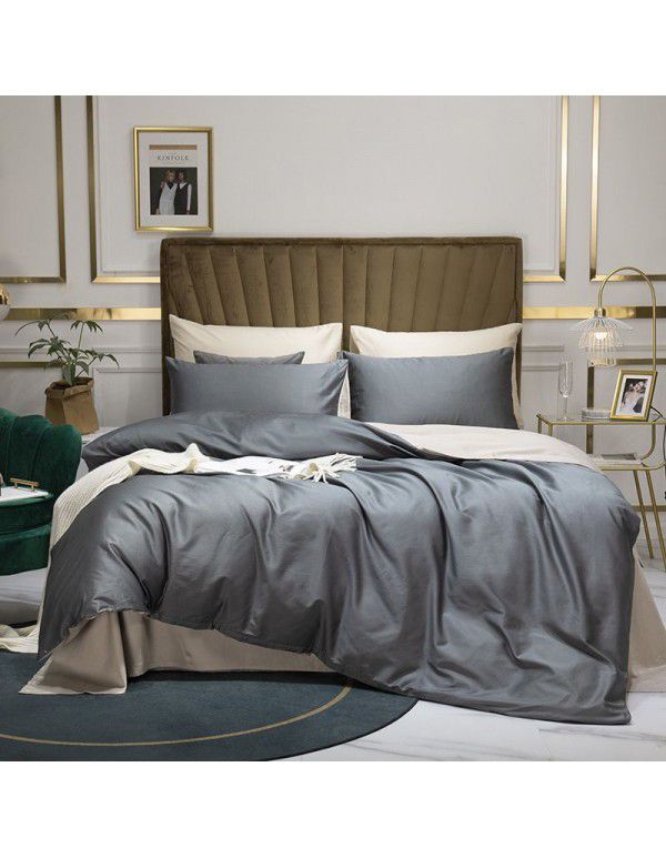 60 thread count Xinjiang cotton Nordic pure color home textile soft cotton four piece set of all cotton bedding 