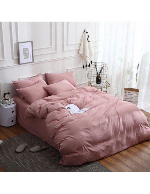 Cross border Amazon European size self-designed solid color bedding quilt cover three piece set 