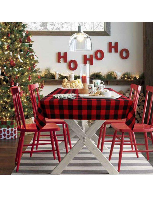 Christmas Red Black Plaid tablecloth rectangular holiday party decorative tablecloth polyester cotton black and white round tablecloth 