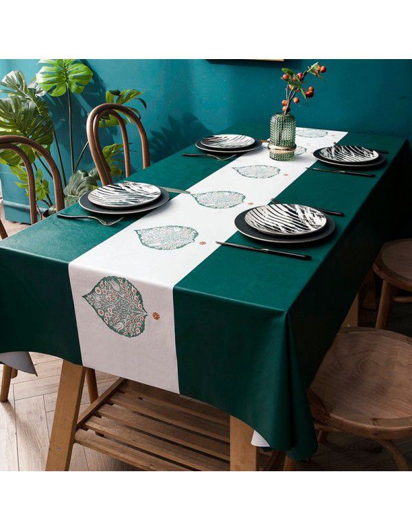 PVC tablecloth waterproof, oil proof, scald proof and wash free tablecloth rectangular household tablecloth tea table cloth table mat desk 