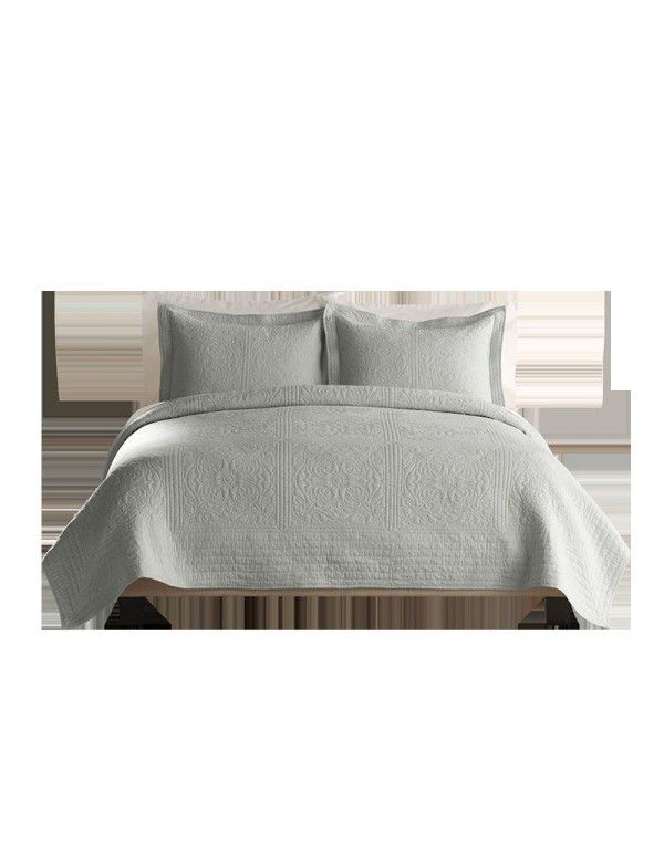 ElegantLife Solid Cotton Lined Grey Air Conditioner Washed Cotton Quilt Bed Cover Three Piece Pure Cotton Lined Quilt