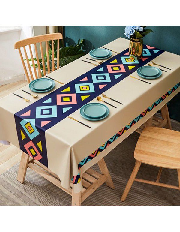 PVC tablecloth waterproof, oil proof, scald proof and wash free tablecloth rectangular household tablecloth tea table cloth table mat desk 