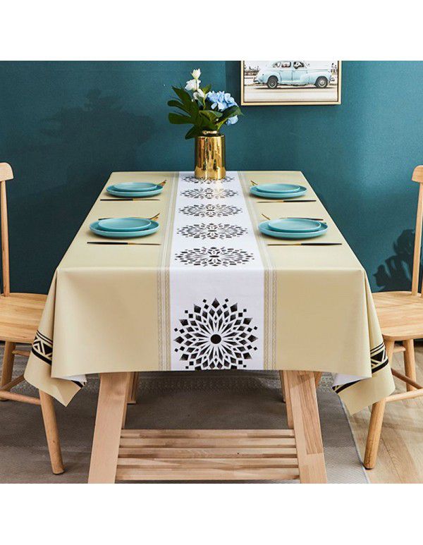 PVC tablecloth waterproof, oil proof, scald proof and wash free tablecloth rectangular household tablecloth tea table cloth table mat desk 