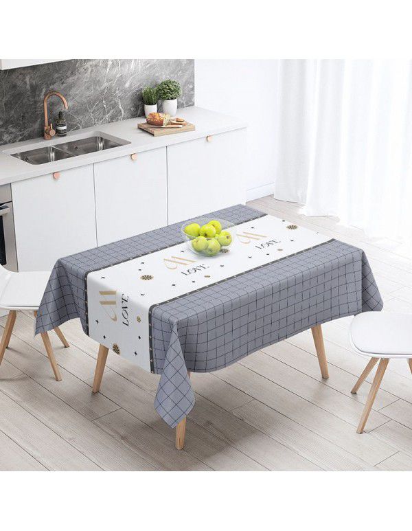 Nordic tablecloth cloth art waterproof anti scald anti oil wash free tea table table cloth desk ins student tablecloth PVC net red 