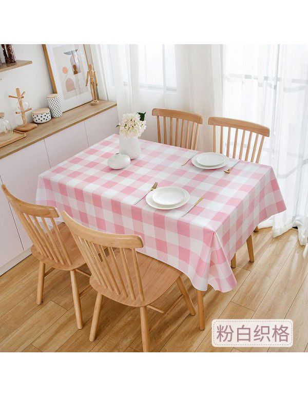 PEVA Nordic style black-and-white Plaid tablecloth waterproof, oil-proof and wash free tablecloth ins waterproof tea table cloth wholesale 