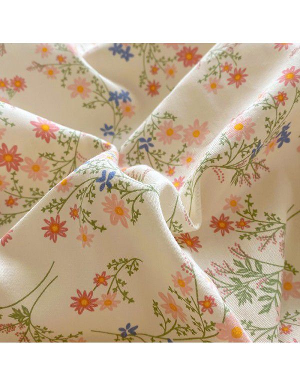 Simple small floral pure cotton 4-piece set on bed, 60 pieces of pure cotton, small and fresh bed sheets, fitted sheets, 3-piece set wholesale