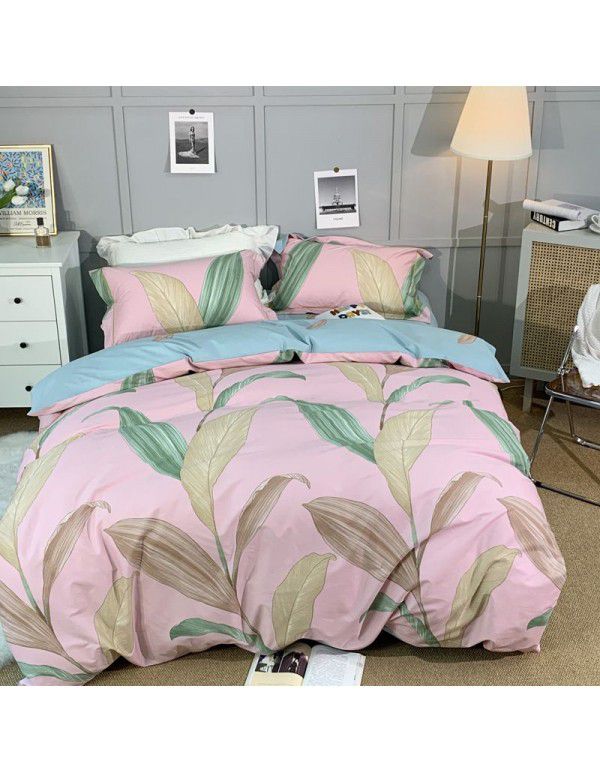 All season cotton fitted sheet Multi specification 4-piece set Reactive printing pastoral set 3-piece bedding