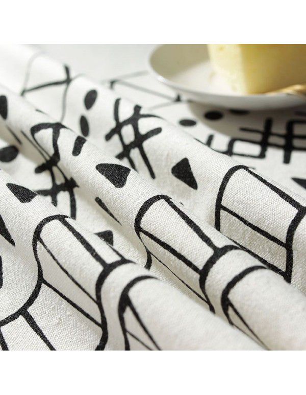 Flying cat cross border Bohemian black geometric printing black tassel round table cloth household table cloth tea table cover towel 