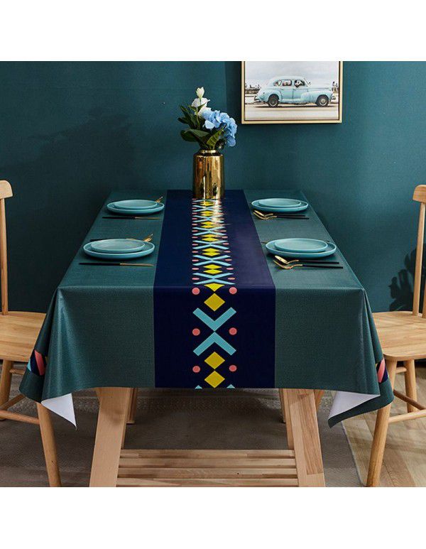 PVC tablecloth waterproof, oil proof, scald proof and wash free tablecloth rectangular household tablecloth tea table cloth table mat desk 