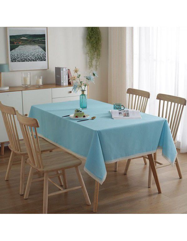 Yidian cotton and linen candy colored cloth lace dinner table Japanese rectangular table cloth household tea table cloth wholesale