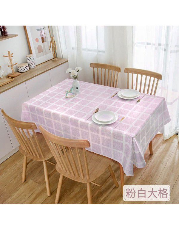 PEVA Nordic style black-and-white Plaid tablecloth waterproof, oil-proof and wash free tablecloth ins waterproof tea table cloth wholesale 